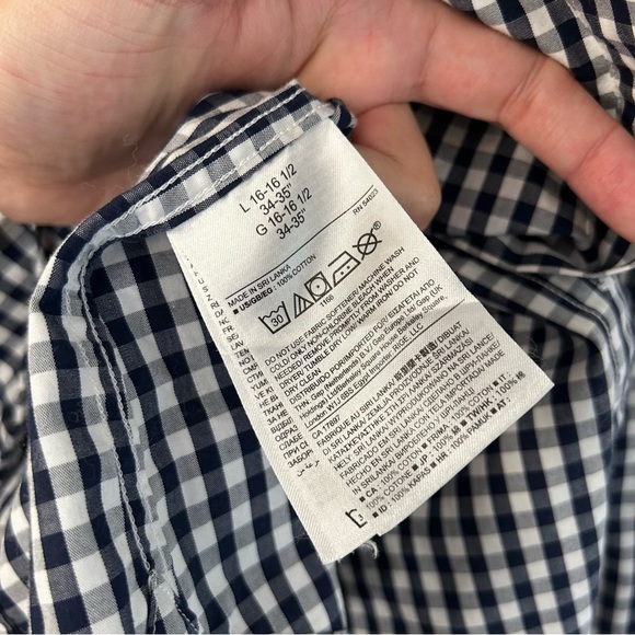 🦋 Banana Republic Tailored Slim Fit Blue Checkered Button Down Large - Picture 3 of 6